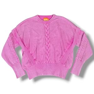 Wispr | sunbleached vintage style braided cable knit ribbed crew neck sweater